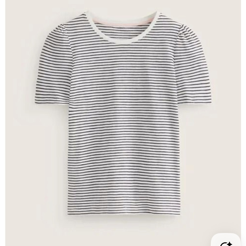 Boden Navy and White Striped Tee